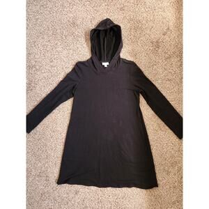 PUREJILL J JILL Black Long Sleeve Hoodie Dress Size S Pockets Pima Cotton Modal